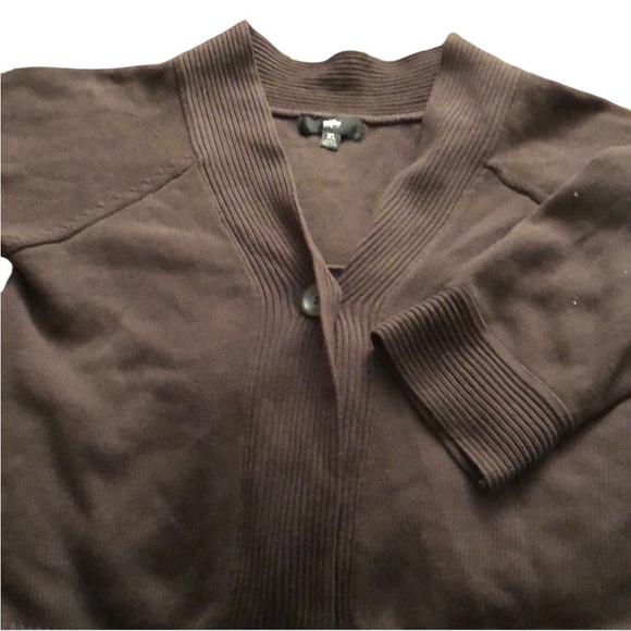Mossimo Supply & Co size XL Dark brown 3/4 sleeve cropped cardigan one button - Picture 1 of 9